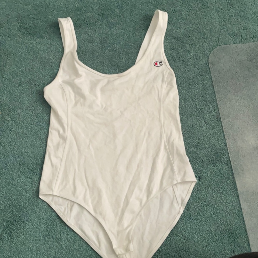 White Champion body suit